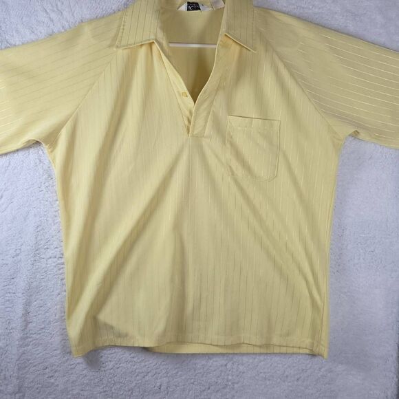 Lilly Dache Mens Textured Jacquard Stripe Raglan Sleeve Polo Shirt Yellow Large - Picture 1 of 6
